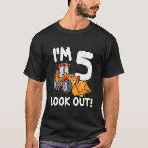 Kids Construction Truck 5th Birthday Boy 5 Five Bu T-Shirt