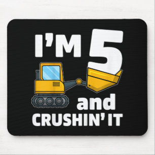 Kids Construction Truck 5th Birthday  Boy 5 Year O Mouse Pad