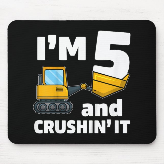 Kids Construction Truck 5th Birthday  Boy 5 Year O Mouse Pad (Front)