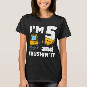 Kids Construction Truck 5th Birthday Boy 5 Year O T-Shirt