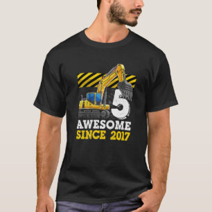 Kids Construction Truck 5Th Birthday Boy Excavator T-Shirt