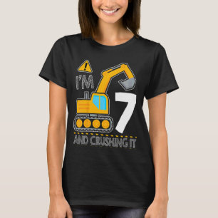 Kids Construction Truck 7th Birthday I'm 7 And Cru T-Shirt