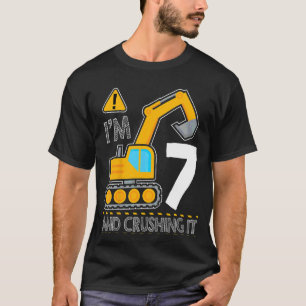 Kids Construction Truck 7th Birthday I'm 7 And Cru T-Shirt