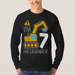 Kids Construction Truck 7th Birthday I'm 7 And Cru T-Shirt