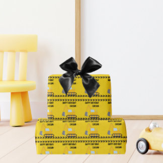 Kids Construction Vehicle Boys Birthday Custom Wrapping Paper