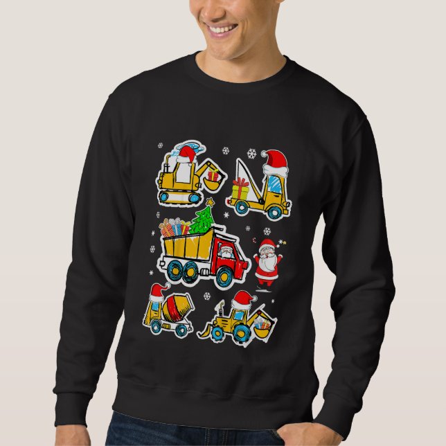 Kids Construction Vehicle Christmas Crane Truck Sa Sweatshirt (Front)