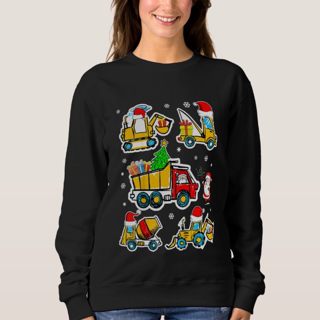 Kids Construction Vehicle Christmas Crane Truck Sa Sweatshirt (Front)