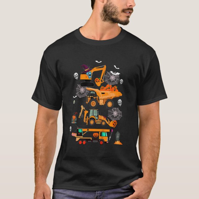 Kids Construction Vehicle Halloween Crane Truck Pu T-Shirt (Front)