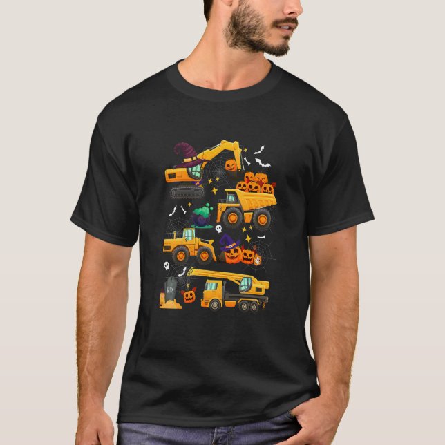Kids Construction Vehicle Halloween Crane Truck Pu T-Shirt (Front)