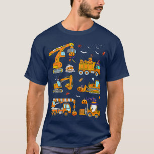 Kids Construction Vehicle Halloween Crane Truck Pu T-Shirt