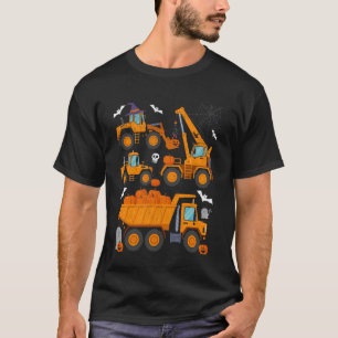 Kids Construction Vehicle Halloween Crane Truck Pu T-Shirt