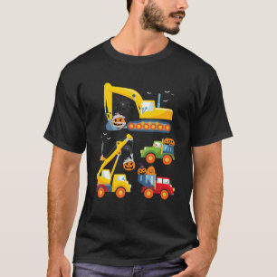Kids Construction Vehicle Halloween Crane Truck Pu T-Shirt