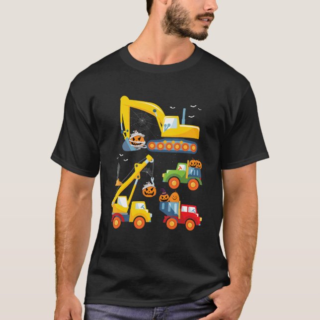 Kids Construction Vehicle Halloween Crane Truck Pu T-Shirt (Front)