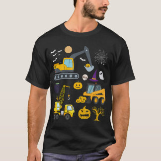 Kids Construction Vehicle Halloween Crane Truck Pu T-Shirt