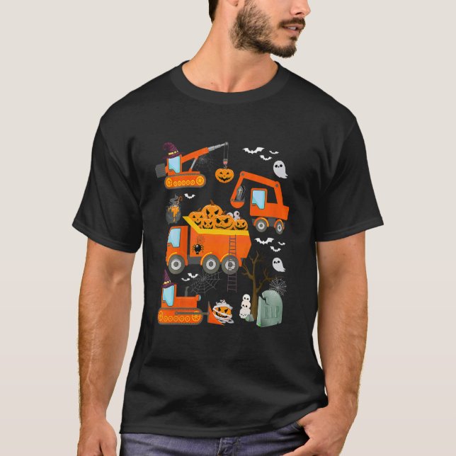 Kids Construction Vehicle Halloween Crane Truck Pu T-Shirt (Front)