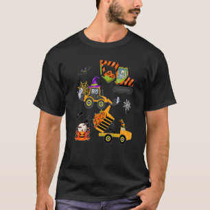 Kids Construction Vehicle Halloween Crane Truck Pu T-Shirt