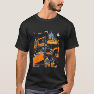 Kids Construction Vehicle Halloween Crane Truck Pu T-Shirt