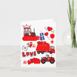 Kids Construction Vehicle Valentine Crane Truck Cu Card