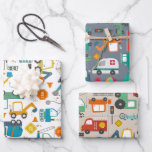 Kids Construction Vehicles Doodle Wrapping Paper Sheet<br><div class="desc">Kids Construction Vehicles Doodle Pattern Wrapping Paper.</div>