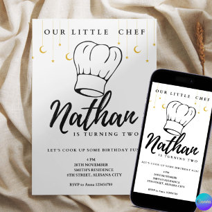 Kids Cooking Birthday Invitation Minimalist Baking
