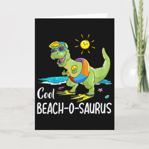 Kids Cool Beach-o-saurus Shirt Dino On A Beach Vac Card