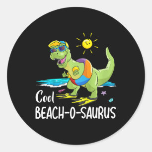 Kids Cool Beach-o-saurus Shirt Dino On A Beach Vac Classic Round Sticker