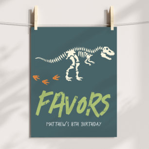 Kids Cool Dinosaur Dig Boys Birthday Favour Sign