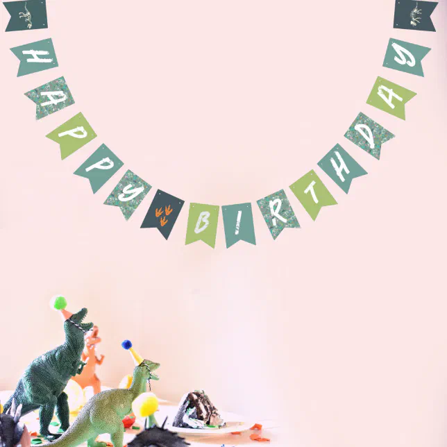 Kids Cool Dinosaur Dig Prehistoric Boys Birthday Bunting | Zazzle