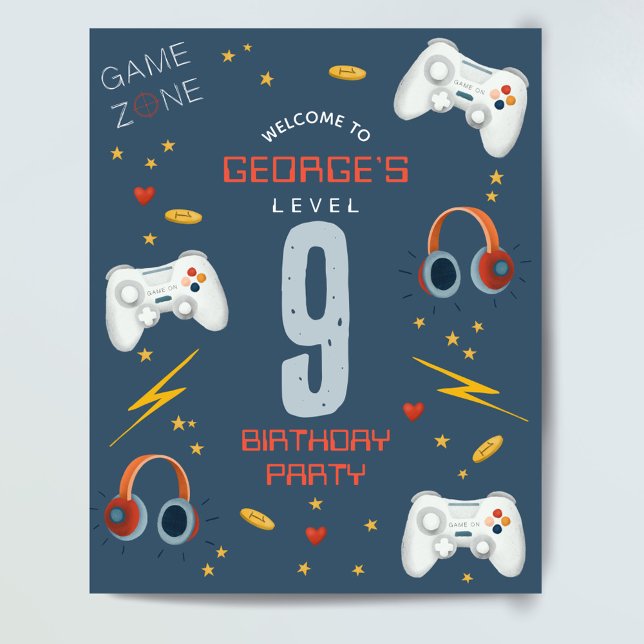 Kids Cool Gaming Birthday Party Welcome Sign (Creator Uploaded)