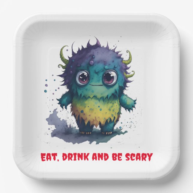 Kids Cool Halloween Themed Paper Plate (Front)