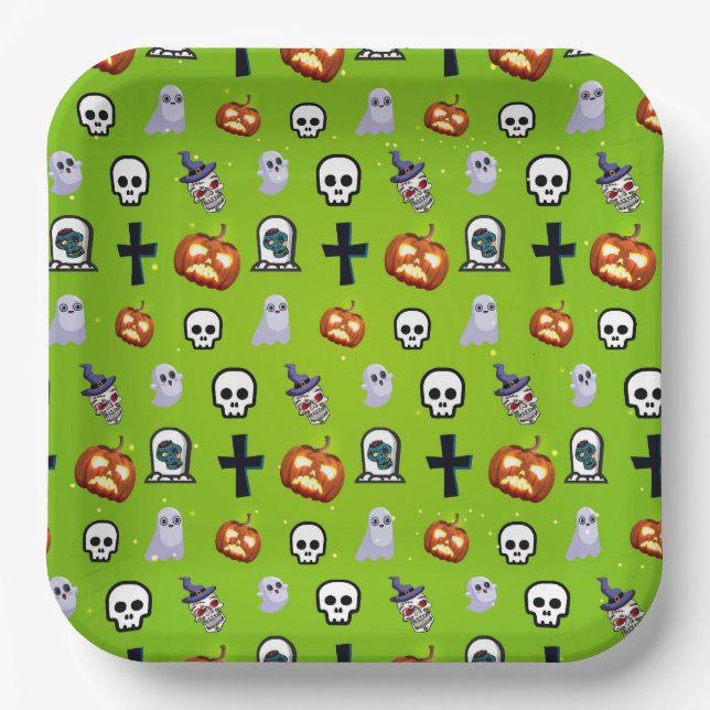 Kids Cool Halloween Themed Party Plates (Front)