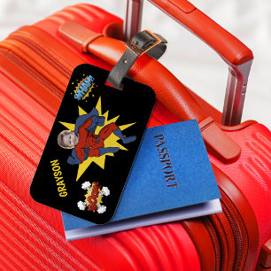 Kids Cool Superhero Photo Luggage Tag
