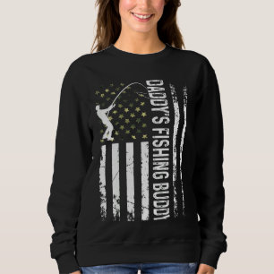 Kids Cool Usa Patriotic Daddy's Fishing Buddy Youn Sweatshirt