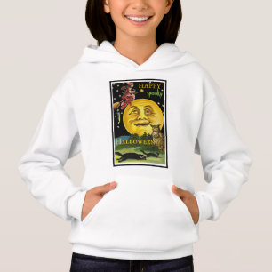 Kid's Cool Vintage Halloween Moon Watching Witch
