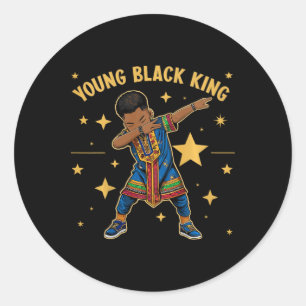 Kids Cool Young Black King African Pride Black His Classic Round Sticker