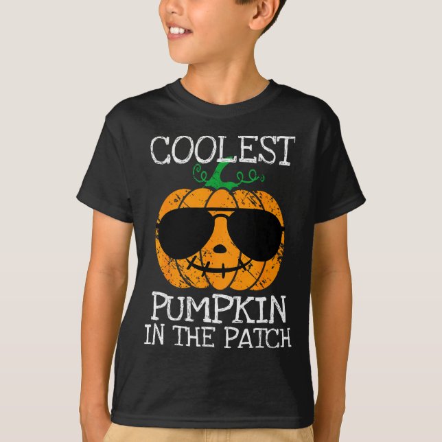 Kids Coolest Pumpkin In The Patch Halloween Boys G T-Shirt (Front)