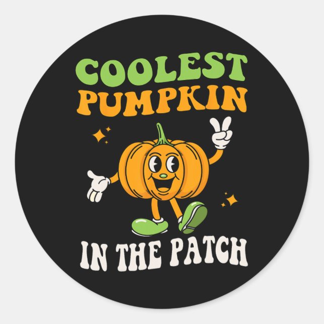 Kids Coolest Pumpkin In The Patch Halloween Toddle Classic Round Sticker (Front)