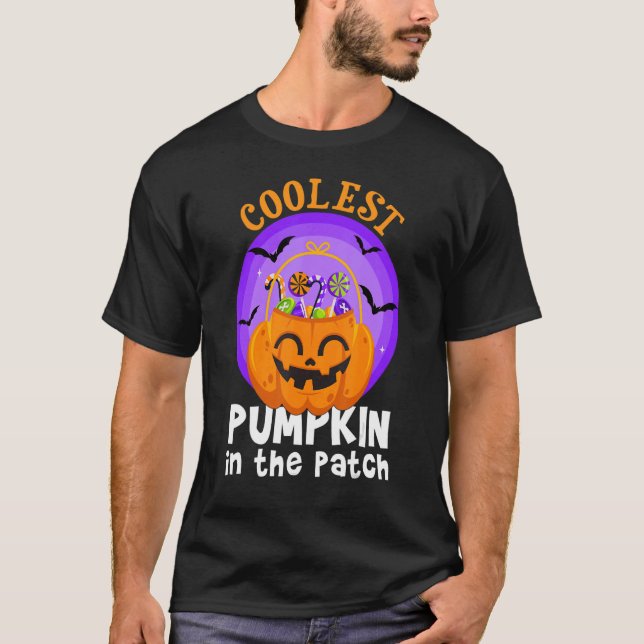 Kids Coolest Pumpkin In The Patch Toddler Boys Hal T-Shirt (Front)