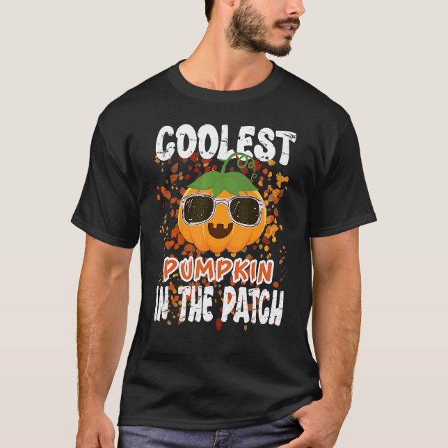 Kids Coolest Pumpkin In The Patch Toddler Boys Hal T-Shirt (Front)
