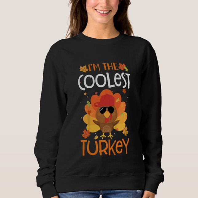 Kids Coolest Turkey In The Flock Toddlers Boys Tha Sweatshirt (Front)