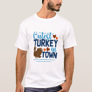 Kids Coolest Turkey In The Town Thanksgiving Gift T-Shirt