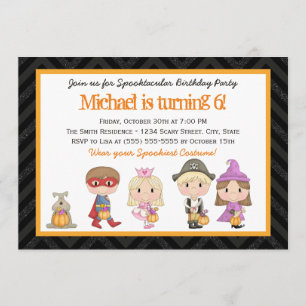 Kids costume Halloween Birthday Party Invitation