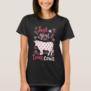 Kids Cow Just A Girl Cows T-Shirt