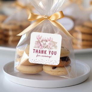 Kids Cowgirl Birthday Favour Square Sticker