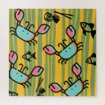 Kids Crab Seafood Rainbow Colorful  Jigsaw Puzzle<br><div class="desc">Puzzle with crabs ,  fish and sushi pattern</div>