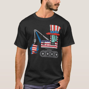 Kids Crane Truck Firecrackers Kids 4th Of July Bab T-Shirt