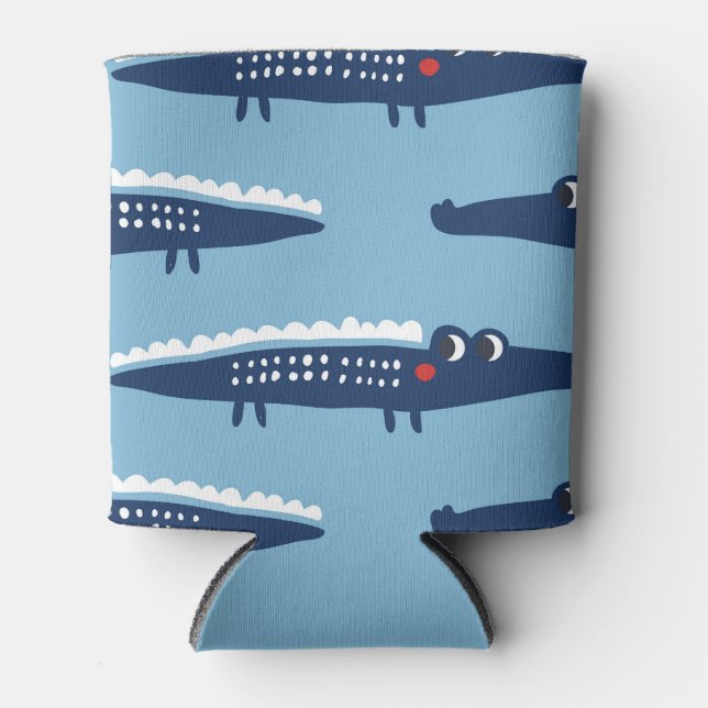 Kids Crocodile Pattern: Summer Playfulness. Can Cooler (Front)