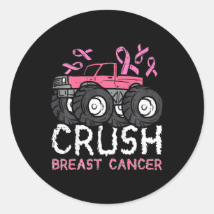 Kids Crush Breast Cancer Awareness Monster Truck T Classic Round Sticker