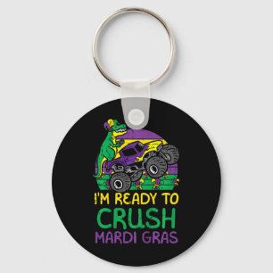 Kids Crush Mardi Gras Dino Monster Truck Funny Tod Key Ring