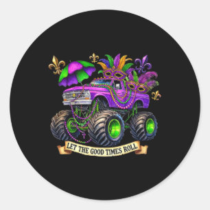 Kids Crush Mardi Gras Toddler Truck Funny Monster Classic Round Sticker